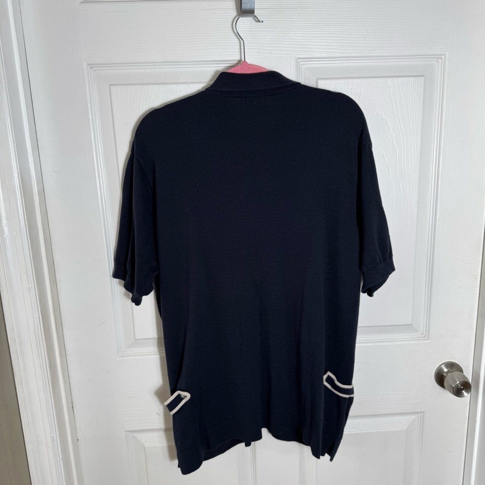 J. Peterman Knit Polo Shirt Size LG Navy Blue Button Down Preppy Casual Office - Picture 3 of 8